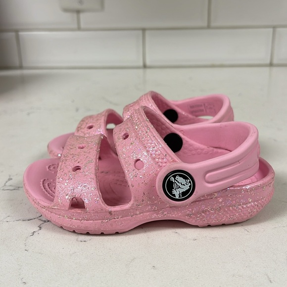 Crocs Kids' Classic Sandal Toddler Pink Glitter Size 6 Child - Picture 10 of 14